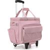 Luxja Borsa per Insegnante con Rotelle con Scomparto per Laptop, Rosa | Borsa da Lavoro per Insegnanti con Carrello Staccabile e Area File della Fisarmonica (Solo Borsa)