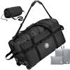 YOODI 100L XXL Grande Borsone da Viaggio Pieghevole con Ruote con Borsa da Toilette e Sacca per Scarpe 70x35x40cm Impermeabile Oxford Borsa Sportiva da Viaggio con Manici e Tracolla Uomo e Donna, Nero