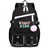 Roffatide Kpop Stray Kids Backpack Studenti Borsa duratura con più tasche Zaino a spalla della scuola superiore media per gli adolescenti Fans Stay Regali Nero C
