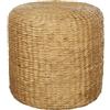 Beliani Pouf tondo Boho intrecciato a mano in giacinto d'acqua 40 cm chiaro