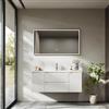 BRIDGE BENO Mobile lavabo sospeso 120 cm con lavabo in resina minerale, 2 cassetti e 2 ante, ultrasottile con chiusura ammortizzata, frontale scanalato, per bagno grande, Bianco Opaco