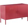 Beliani Credenza in Metallo Rosso con Piedini Alti e Ripiani 100 x 40 x 65 cm