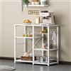 AuraCraft Scaffale da Cucina, 3 +4 Supporto per Forno a Microonde con Ripiani, Mobile cucina salvaspazio con cesti in Filo Metallico, 90x40x83 cm (Bianco Puro)