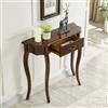 YITAYMLI Tavolo consolle a mezzaluna in stile vintage con cassetto, tavolo stretto da ingresso con gambe in legno, mobile decorativo stabile per soggiorno, corridoio(Walnut,89cm/35in)