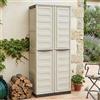 Dmora - Armadio da esterno Marchin, Mobile balcone multiuso, Armadietto outdoor 2 ante, 100% Made in Italy, Beige e Marrone, Finitura righe, 70x39h165 cm