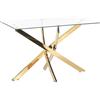 Beliani Tavolo da pranzo rettangolare 120 x 70 cm Piano in vetro temperato Gambe oro