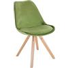 CLP Sedia Sofia con rivestimento in velluto e imbottitura di alta qualità I Sedia Visitor con robusta struttura a 4 gambe in legno, Colore:verde chiaro, Colore del telaio:natura (quadrato)
