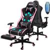 Douxlife Sedia da Gaming con Massaggio a 7 Punti, Sedia da Ufficio Ergonomica Schienale Regolabile 90-175°, Bracciolo 2D Regolabile, Poltrona da Gaming per Adulti, Portata 150-180 kg, Nero Rosa