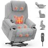 BareTay Poltrona relax per anziani, con massaggio e calore, poggiapiedi allungato, tipo C + porte USB, 2 portabevande due tasche laterali, sedie a sdraio, divano lounge