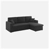 Alice's Garden sweeek Divano letto compatto in tessuto, 3 posti Nero - 213.5x136.5x83 cm