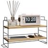 HOMCOM Organizzatore da scrivania, ripiano a 2 livelli per la scrivania, 42 L x 16,5 P x 24,5 A cm, ripiano in legno con struttura in metallo nero