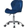 TUKAILAi Sedia Ufficio Girevole 360° in Velluto, Sedia da Scrivania Altezza Regolabile Ergonomica con Rotelle, Sedia da Studio per Computer in Metallo Galvanizzato (Blu)