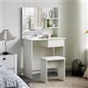 TUKAILAi Toeletta Trucco con Sgabello, Tavolo da Trucco con Specchio Tre Lati, Postazione Make-up Bianco Moderno con 1 Grand Cassettis e 2 Mensoles Camera da Letto