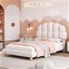KEFSR Letto singolo, rivestimento, 90 x 200, lettino per bambini con LED, letto imbottito con bordo in rilievo in legno, testiera regolabile, tessuto di velluto, lettino per bambina (Velluto di