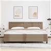 Teenpull Letto a molle, colore cappuccino, con rivestimento in ecopelle, 200 x 200 cm, con materasso a molle insacchettate e testiera regolabile, illuminazione a LED
