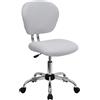 Flash Furniture Sedia, cromata, bianco, schienale di media altezza