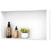 IKITRAEE Nicchia da parete integrata in acciaio inox per doccia, ripiano doccia integrato senza piastrelle, design senza cornice, installazione senza cuciture (bianco opaco, 60 x 30 x 10 cm)