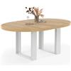 IDMarket - Tavolo da pranzo rotondo allungabile PHOENIX 4-6 persone in legno e bianco 110-150 cm