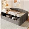 SUKY Letto imbottito per divano, 140 x 200 cm, con supporto idraulico, con rete a doghe e braccioli, doppio versatile, a righe classiche, tessuto di velluto delicato sulla pelle, grigio
