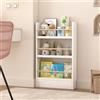 Vethenx Libreria sottile e stretta,Libreria in Legno Massiccio,Facile da montare,Design Scanalato,Adatto a bambini e adulti,（bianco（3 piani）-90×10×89）