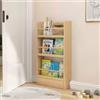 Vethenx scaffali in legno,Libreria sottile e stretta,Bordi Arrotondati,grande capacità di archiviazione,per Soggiorno, Ufficio, Camera da Letto（colore legno（3 piani）-50×10×89）