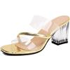 Bviennic Donna Mules Tacco Alto a Blocco Moda Punta Aperta Senza Chiusura Festa Sandals 1046 Oro Numero 35 Eu