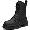 DREAM PAIRS Stivali Anfibi Donna Cerniera con Lacci Silhouette Comoda Chiusura Lampo Fodera Calda Suola Interna,Size 40,Nero/Seta Pu,SDMB2203W-E