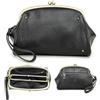 Contacts Kiss Lock - Pochette da donna in vera pelle, con chiusura a bacio, da polso, borsetta da sera, Nero , M, C3059