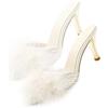 BESTYASH Scarpe da Sposa Donna, Ciabatte Estive Eleganti Pelo, Tacchi Fine, Punta Aperta, Comode per Shopping e Casa, Bianco