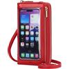 GOIACII Borsa a tracolla da donna in pelle, con touchscreen, da appendere, A11 rosso chiaro