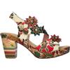 Infinity Leather Sandali con tacco a blocco e zeppa in pelle floreale beige Nellao 33 da donna di Laura Vita