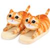 Openhahaha Pantofole Donna Gatto Invernali Peluche Calde Comode Antiscivolo Memory Foam Ciabatte da Casa Morbide Divertenti（Gatto Arancione）