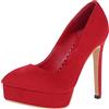 Lroey Reoly Décolleté Donna, Scarpe Tacco a Spillo Eleganti Scarpe da Sera Tacco Alto Appuntito Scarpe da Festa con Plateau Solid Rosso Numero 37 EU
