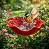 yeeplo Spina da giardino in metallo, mangiatoia per uccelli, realizzata a mano, a forma di fiore, abbeveratoio per uccelli invernali, abbeveratoio per api, statuette da giardino e statue da giardino per