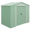 Outsunny Casetta da Giardino Porta Utensili in Lamiera di Acciaio, Capanno da Giardino in Acciaio con Porte Scorrevoli, 213x130x185 cm, Verde Chiaro