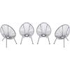 Outsunny Set di 4 Sedie da Giardino Ovali in Rattan PE e Metallo Resistente alle Intemperie Stile Boho Chic, Grigio Chiaro, 73x77x87cm