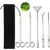 MINGZE 5PCS Copertura Set di Strumenti per Paesaggi dell'acquario, Set di Cure Degli Strumenti per Acquario in Acciaio Inossidabile Pincette Forbici Spatula Pulizia Della Ghiaia Della Pianta dell'acqu