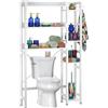 Relaxdays scaffale sopra WC, 3 ripiani, HxLxP: 161x80x24 cm, metallo & MDF, bianco