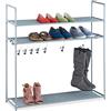 Relaxdays Scarpiera a 3 Ripiani, Scaffale HxLxP: 101 x 100 x 30 cm, con 7 Ganci Portastivali, Portascarpe Salvaspazio