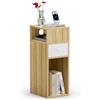 VOUNOT® Comodino Stretto con Cassetto e 2 Scomparti Aperti, Tavolino Comodino Salvaspazio, Design Moderno per Camera da Letto e Soggiorno, 25x30x66 cm, Naturale