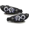 SONAR Coppia fari fanali anteriori TUNING 206 98-06 cromati CCFL ANGEL EYES