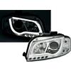 SONAR Coppia Fari Fanali Anteriori Tuning A3 8P LTI Led Fibra 2004-2008 CROMATI H7