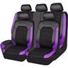 Generic Auto Coprisedili per Toyota Yaris Hybrid 2015-2019 | PU Pelle Sedile Protezione Sedili, Set Copri-Sedili Traspirante e Impermeabile Accessori,Black-purple