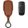 kwmobile Custodia Chiavi Vera Pelle Compatibile con Chery Omoda C5 / Jaecoo 7 / Tiggo 7 Pro 8 Pro / Arrizo 5 Custodia - Car Key Case con Anello Portachiavi - Accessori Auto - marrone chiaro
