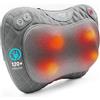 ALLJOY Cuscino Massaggiante Ricaricabile con Calore, Massaggiatore Shiatsu 3D per Collo Schiena e Spalle, 4 Nodi Rotanti e 3 Velocità, Batteria 2000mAh, per Auto Ufficio Casa, Regalo per Donne Uomini