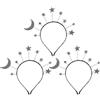TOVINANNA Cerchietto Chioma Donna 3 Pezzi in Lega, Mezzaluna e Stelle Argento | Decorazione Polvere Glitter, Comodo da Indossare, per Foto, Natale e Chioma Lunghi o Corti