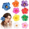 SDFWGG 9 Pezzi Floreali Mollettone Capelli Hawaiano Ibisco Clip Mollette a Forma di Fiore Hawaiano Fermaglio per Capelli Plumeria Ibisco Vacanze Feste in Spiaggia