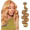 Hxxcoup Body Wave Bundles Human Hair #27 Honey Blonde Prolungamento Capelli Unprocessed Double Weft Weave Brazilian Remy Virgin Human Hair Extension 100g/bundle 16 Inch