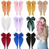 SUQ 10PCS Big Bow Hair Clips, Oversized Satin Hair Bows, Colore Solido Francese Barrette, Accessori per Capelli Bowknot con Nastro di Coda Lunga, Giant Hair Bow per le Donne Ragazze