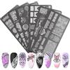 WWHJR 6PCS Unghie in Metallo Art Stamping Piastre Con Pizzo E Motivo Floreale Unghie Creative Disegni Per Risultati Salone